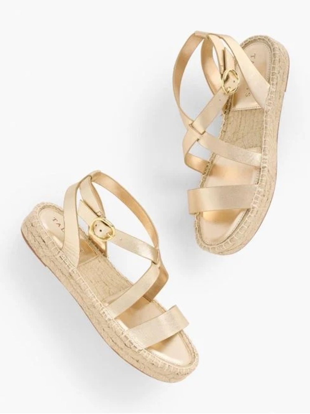 NWB Talbot’s Napa Leather Gold Espadrille Sandals - Women
